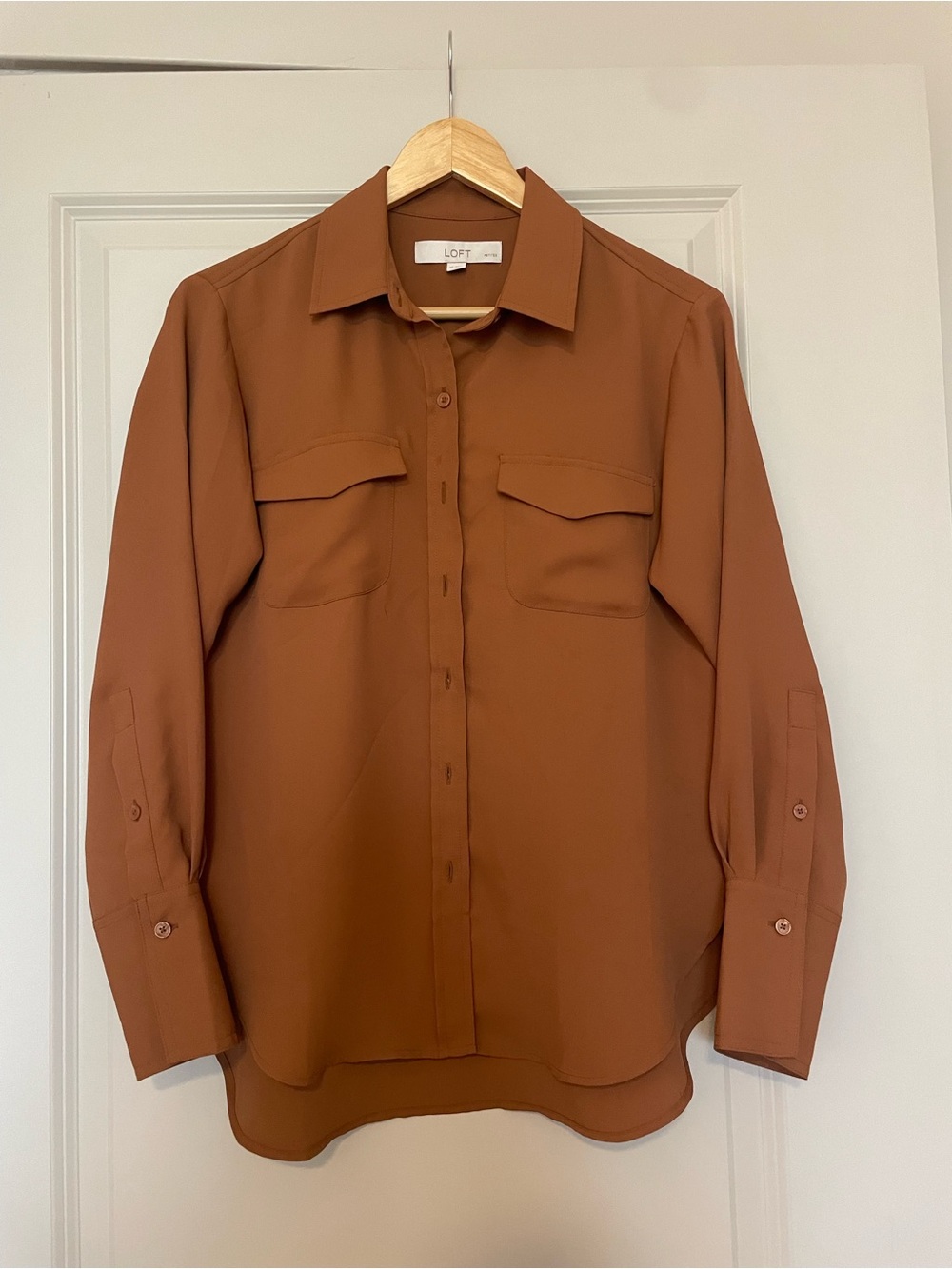 LOFT Women's Button-Down Shirt in Rust
